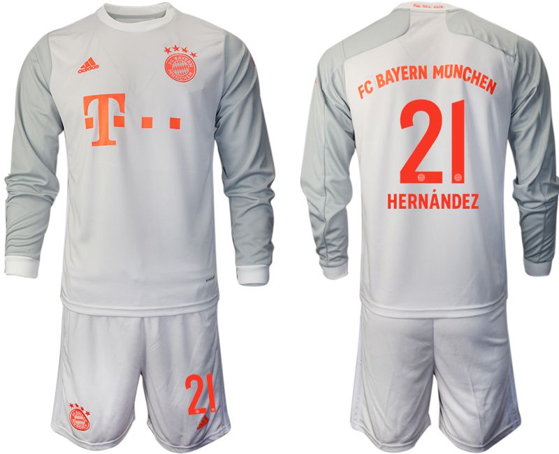 Men 2020-2021 club Bayern Munich away long sleeves #21 white Soccer Jerseys